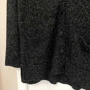 Oversized Wool Blend Buttoned Cardigan in Marled Black thumbnail 4