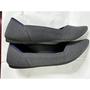 Rothy's the Point Ballet Flats in Black and White with Blue Trim thumbnail 3