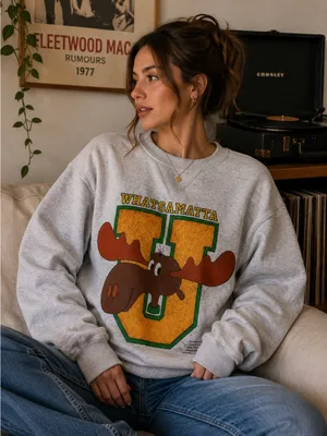 Vintage Bullwinkle Moose “Whatsamatta”‎ University Pullover Sweater thumbnail 1