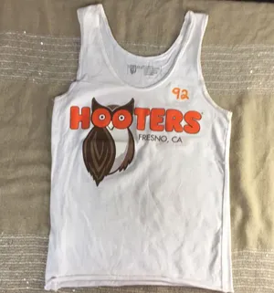 Bin 33 #92 Hooters Girl Worn Super Sexy Uniform Tank & Shorts From Fresno CA XS thumbnail 3