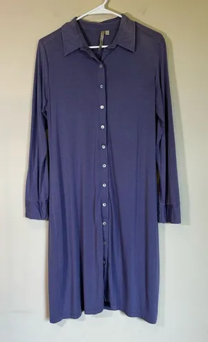 Comfy USA Shirt Dress Womens Small Purple Long‎ Sleeve Button Front Modal Blend thumbnail 1
