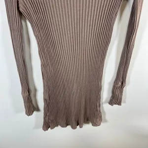Free People Beach Ribbed Turtleneck Top Mauve Brown Long Sleeve‎ Knit Tunic LG thumbnail 9