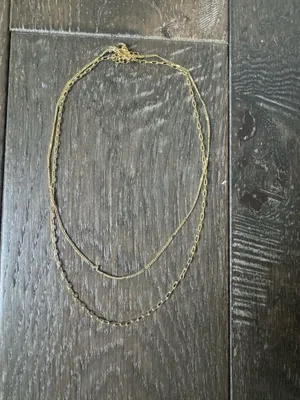 Target 14K Gold Plated Flat Beaded and Link Chain Duo Necklace - A New Day™ Gold: Nickel-Free, Lobster Clasp thumbnail 5