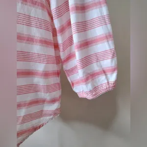 Gap Pink & White Striped Peasant Blouse Women’s Size M 3/4‎ Sleeve thumbnail 8
