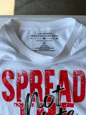 Adult Unisex XL – Popular Sports “Spread Not Hate / Spread Love” T-Shirt thumbnail 3