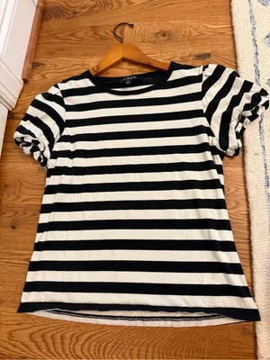 J.Crew Vintage jersey puff-sleeve T-shirt in stripe Size Medium thumbnail 6