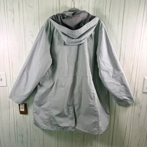 NWT WEATHERPROOF Women's Hooded Rain Coat Anorak-Style Jacket in Grey, 2X thumbnail 8