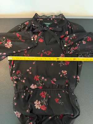 Lauren Ralph Lauren‎ Black Floral Print Crinkle Georgette Midi Dress thumbnail 5