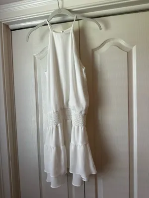 White Sleeveless halter mini dress Size XS thumbnail 3