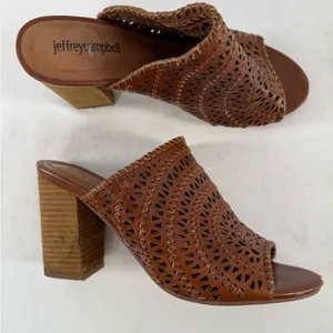 Jeffrey Campbell Kelowna‎ Perforated Mule in Brown Size 9.5 thumbnail 1