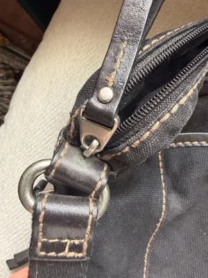 Fossil Black Canvas Leather Trim Crossbody Square Messenger Bag thumbnail 6