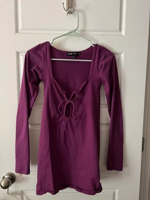 Motel Rocks Purple Long Sleeve Dress thumbnail 4