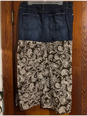 Y2K Denim & Paisley Patchwork Maxi Skirt | Boho Cottagecore Western Festival thumbnail 3