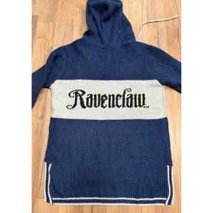Harry Potter Ravenclaw Women's L Knit Hooded Sweater High Low Hem Crest thumbnail 4