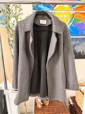 Zara Women’s Basic Gray Open Long Mid Coat Fall Winter Jacket Size Small thumbnail 1