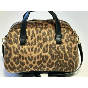 NWT Time and Tru Women Mini Satchel Crossbody Bag Faux Fur Leopard Print Boxy thumbnail 7