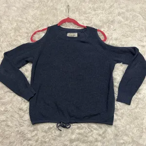 Abercrombie & Fitch blue cold-shoulder knit sweater long sleeve crew neck Large thumbnail 5