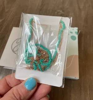 Gemma Simone Aqua Beaded Lariat layered necklace rose gold turquoise color NEW thumbnail 2