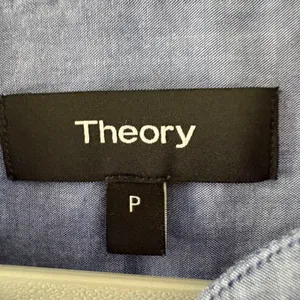 Theory Blue Cotton Chambray Collarless Tunic Shirt Long Sleeve G0704 S thumbnail 8