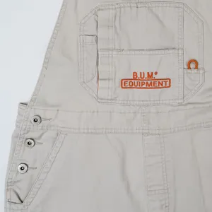 Vintage 90s Bum Equipment Jeans Khaki & Orange Denim Overall Shorts thumbnail 7