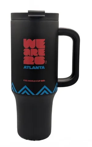 FIFA nwt Atlanta World Cup Black stainless steel We Are 26' Travel Mug 40 oz thumbnail 1