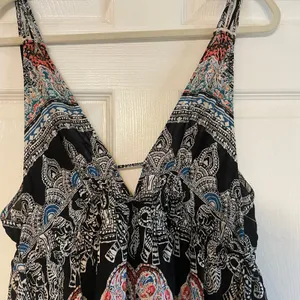 Intimately Free People sz Medium Black Paisley Strappy V-Neck Slip Mini Dress thumbnail 4