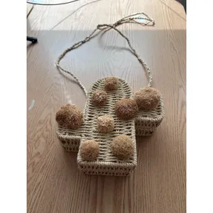 New Women’s Savanna Straw Cactus 🌵Handbag👜Purse Snap Closure Natural 7.5”x7.5” thumbnail 3