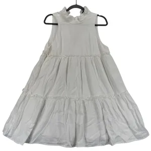 Pomander Place‎ White Dress Sleeveless Tiered Ruffle Neck Casual Medium thumbnail 1