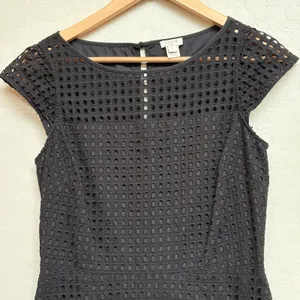 J. Crew Eyelet Dress Black Sleeveless Party Cocktail Dress Size 2 Cap Sleeve‎ thumbnail 4