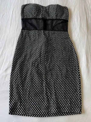 🔥 Chic Black & White Polka Dot Strapless Padded Bra Mesh Corset Dress – Flattering & Feminine (Size Small) 🔥 thumbnail 1