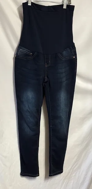 Bella Vida Maternity Jeans Stylish Dark Blue High-Waist for comfort. thumbnail 1
