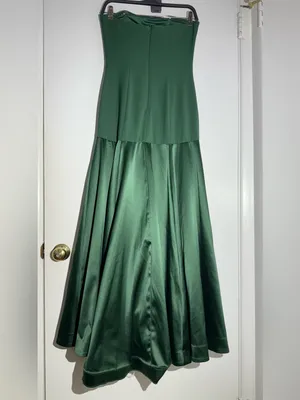 Hutch Anthropologie Strapless Satin Gown in Deep Green Maxi Dress thumbnail 7