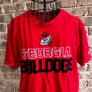 Champion Vintage Georgia Bulldogs T Shirt Large Red Short Sleeves Embroi… thumbnail 2