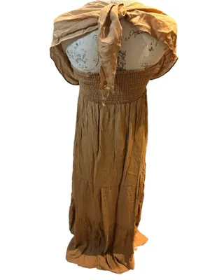 Wishlist Apparel Falling In Love Tie-Front Tiered Camel Maxi Dress Size S thumbnail 8