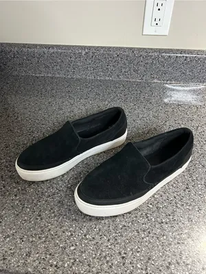 UGG Black Suede Slip-On Platform Loafers thumbnail 6