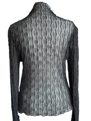 NWT Floerns Sheer‎ Long Sleeve Black Top Sz M thumbnail 5