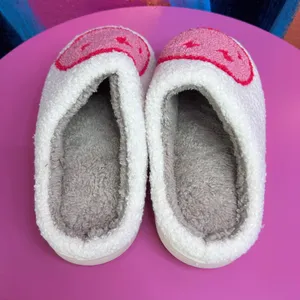 Pink Smiley Face Lightning Bolt Eyes Womens 6.5-7.5‎ / 37-38 Slippers Slides NEW thumbnail 3