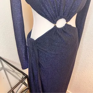 MESHKI Navy Christina Backless Wrap Dress‎ Size L NWT thumbnail 10