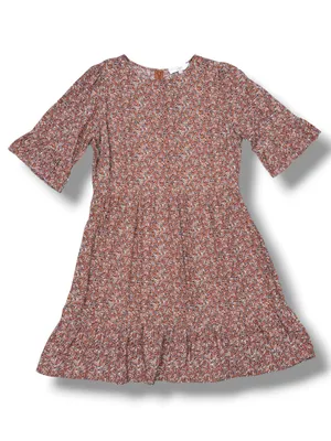 Loft Ditsy Floral Print Tiered‎ Babydoll Dress Rust Orange 12 Boho Cottagecore thumbnail 13