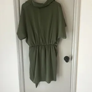 Showpo Ameleth Collared Wrap Front Mini Dress in Olive Size 8 Green thumbnail 8