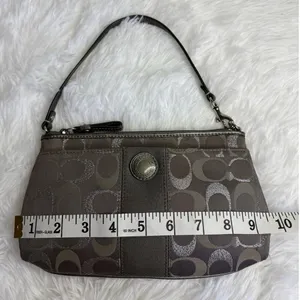 COACH y2k Gray Silver Signature Canvas Mini Purse Wristlet thumbnail 10