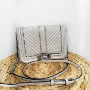 Rebecca Minkoff Purse Chevron Quilted Small Love Crossbody in Perla Pale Grey thumbnail 3