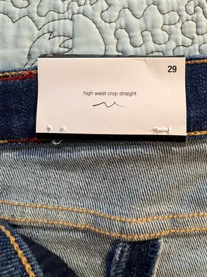 💥NWT 7 For All Mankind Edie High Rise Crop Straight Jeans Grommet Raw Hem~29🧡 thumbnail 11