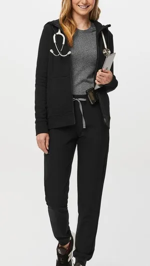FIGS Black Women's Zip-Up Hoodie thumbnail 2
