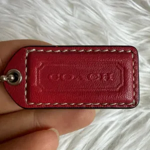 y2k 1.5" COACH Vintage Red Fob Bag Charm Hang tag Hangtag thumbnail 1