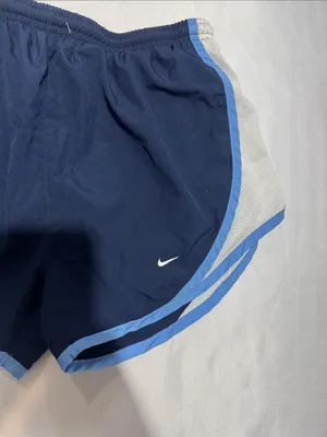Nike Women's Navy Shorts with Light Blue Trim thumbnail 3