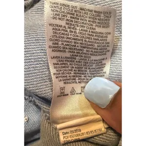 Jessica Simpson Women Large Pearl Embellished Distressed Denim Jacket Light Wash thumbnail 7