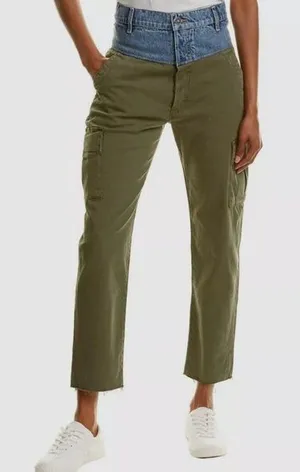 Hudson -1169 Women's Green‎ Cargo High Rise Denim Waist Trousers Pants Size 25 thumbnail 1