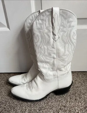 Shyanne White Leather Western Cowboy Boots thumbnail 1
