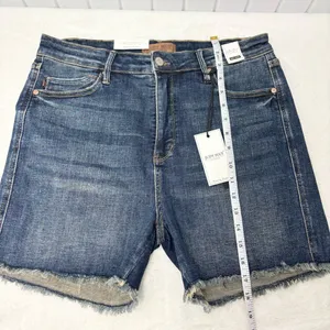 Judy Blue High Waist Women's Frayed Hem Jean Shorts - Dark Blue Size‎ XL thumbnail 5